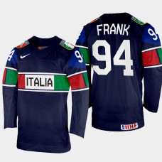 Daniel Frank 2022 IIHF World Championship Italy Hockey Jersey Navy #94 Uniform