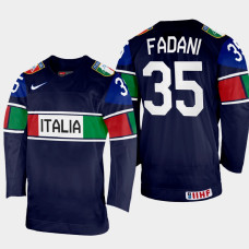 Davide Fadani 2022 IIHF World Championship Italy Hockey Jersey Navy #35 Uniform