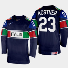 Diego Kostner 2022 IIHF World Championship Italy Hockey Jersey Navy #23 Uniform