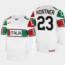 Diego Kostner 2022 IIHF World Championship Italy Hockey Jersey White #23 Uniform