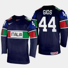 Gregorio Gios 2022 IIHF World Championship Italy Hockey Jersey Navy #44 Uniform