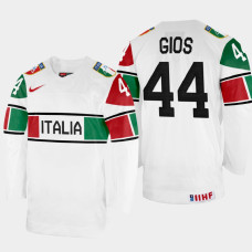 Gregorio Gios 2022 IIHF World Championship Italy Hockey Jersey White #44 Uniform