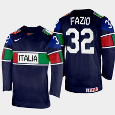 Justin Fazio 2022 IIHF World Championship Italy Hockey Jersey Navy #32 Uniform