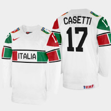 Lorenzo Casetti 2022 IIHF World Championship Italy Hockey Jersey White #17 Uniform