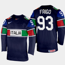 Luca Frigo 2022 IIHF World Championship Italy Hockey Jersey Navy #93 Uniform