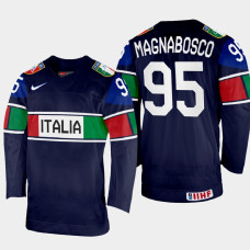 Marco Magnabosco 2022 IIHF World Championship Italy Hockey Jersey Navy #95 Uniform