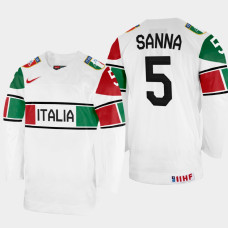 Marco Sanna 2022 IIHF World Championship Italy Hockey Jersey White #5 Uniform