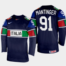 Matthias Mantinger 2022 IIHF World Championship Italy Hockey Jersey Navy #91 Uniform