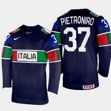 Phil Pietroniro 2022 IIHF World Championship Italy Hockey Jersey Navy #37 Uniform