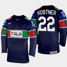 Simon Kostner 2022 IIHF World Championship Italy Hockey Jersey Navy #22 Uniform