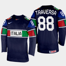 Tommaso Traversa 2022 IIHF World Championship Italy Hockey Jersey Navy #88 Uniform