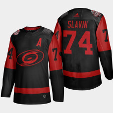 Men Carolina Hurricanes Jaccob Slavin #74 2021 Stadium Series Black Jersey