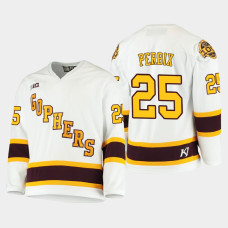 Men's Minnesota Golden Gophers Jack Perbix #25 2021 B1G Tournament Championship Throwback White Jersey