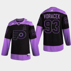 Philadelphia Flyers Jakub Voracek 2021 Hockey Fights Cancer Night Purple Jersey