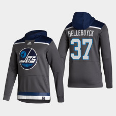 Men's Winnipeg Jets Connor Hellebuyck #37 2021 Reverse Retro Authentic Pullover Special Edition Gray Hoodie