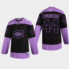 Montreal Canadiens Joel Edmundson 2021 Hockey Fights Cancer Night Purple Jersey