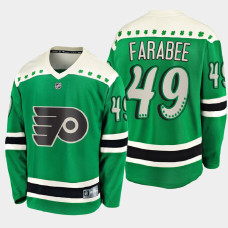 Men's Philadelphia Flyers Joel Farabee #49 2021 St. Patrick's Day Green Jersey