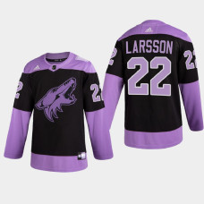 Arizona Coyotes Johan Larsson 2021 Hockey Fights Cancer Night Purple Jersey