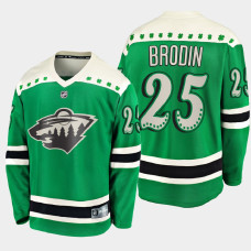 Men's Minnesota Wild Jonas Brodin #25 2021 St. Patrick's Day Green Jersey