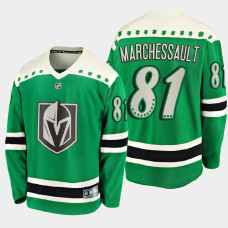 Men's Vegas Golden Knights Jonathan Marchessault #81 St. Patrick's Day Green Jersey With 2023 Stanley Cup Patch