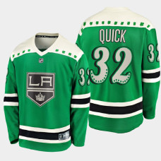 Men's Los Angeles Kings Jonathan Quick #32 2021 St. Patrick's Day Green Jersey