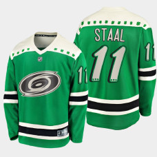 Men's Carolina Hurricanes Jordan Staal #11 2021 St. Patrick's Day Green Jersey