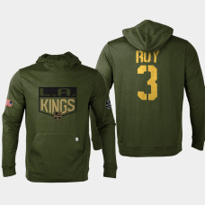 Los Angeles Kings #3 Matt Roy 2022 Salute to Service Olive Pullover Hoodie Levelwear