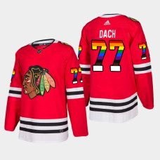 Men's Chicago Blackhawks Kirby Dach #77 2021 Pride Night LGBTQ Red Jersey