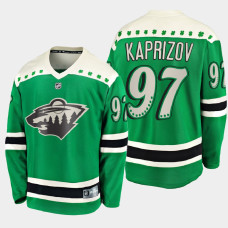 Men's Minnesota Wild Kirill Kaprizov #97 2021 St. Patrick's Day Green Jersey