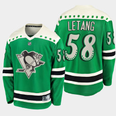 Men's Pittsburgh Penguins Kris Letang #58 2021 St. Patrick's Day Green Jersey