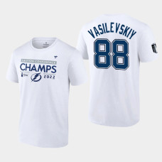 Andrei Vasilevskiy Tampa Bay Lightning 2022 Eastern Conference Champs White Locker Room Tee #88