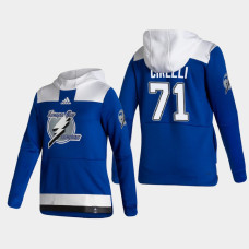 Men's Tampa Bay Lightning Anthony Cirelli #71 2021 Reverse Retro Authentic Pullover Special Edition Blue Hoodie