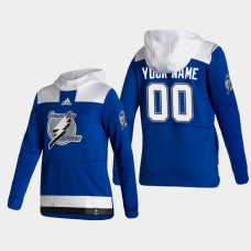 Men's Tampa Bay Lightning Custom #00 2021 Reverse Retro Authentic Pullover Special Edition Blue Hoodie