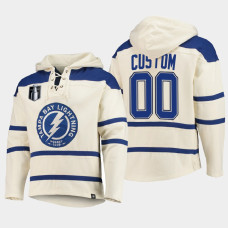 Men Tampa Bay Lightning Custom #00 Cream 2022 Conference Finals Lace-up Sweatshirt