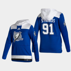 Men's Tampa Bay Lightning Steven Stamkos #91 2021 Reverse Retro Authentic Pullover Special Edition Blue Hoodie