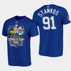 Tampa Bay Lightning Steven Stamkos 2022 Stanley Cup Final Matchup #91 Tee Mascot Blue