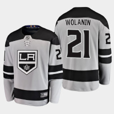 Men's Los Angeles Kings Christian Wolanin #21 Alternate 2021 Breakaway Gray Jersey