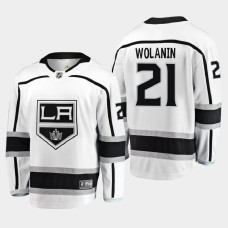 Men's Los Angeles Kings Christian Wolanin #21 Away 2021 Breakaway White Jersey