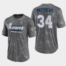 Toronto Maple Leafs Auston Matthews 2021 Stanley Cup Playoffs #34 Gray Authentic Pro Tee