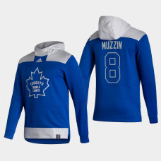 Men's Toronto Maple Leafs Jake Muzzin #8 2021 Reverse Retro Authentic Pullover Special Edition Blue Hoodie