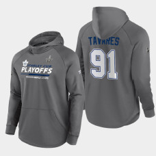 Men's Toronto Maple Leafs John Tavares #91 2021 Stanley Cup Playoffs Authentic Pro Gray Hoody