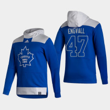 Men's Toronto Maple Leafs Pierre Engvall #47 2021 Reverse Retro Authentic Pullover Special Edition Blue Hoodie