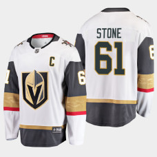 Men Vegas Golden Knights Mark Stone #61 Away Captain White Jersey With 2023 Stanley Cup Patch