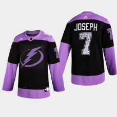 Tampa Bay Lightning Mathieu Joseph 2021 Hockey Fights Cancer Night Purple Jersey