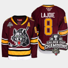 Men Chicago Wolves Max Lajoie #8 2022 Calder Cup Champs AHL Burgundy Jersey