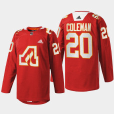 Blake Coleman Calgary Flames 50th Anniversary 2022 Red #20 Jersey Warm-Up