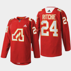 Brett Ritchie Calgary Flames 50th Anniversary 2022 Red #24 Jersey Warm-Up