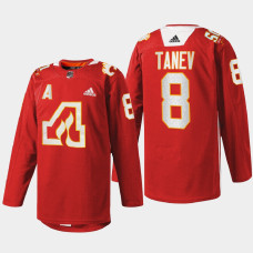 Christopher Tanev Calgary Flames 50th Anniversary 2022 Red #8 Jersey Warm-Up