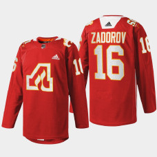 Nikita Zadorov Calgary Flames 50th Anniversary 2022 Red #16 Jersey Warm-Up