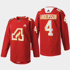 Rasmus Andersson Calgary Flames 50th Anniversary 2022 Red #4 Jersey Warm-Up